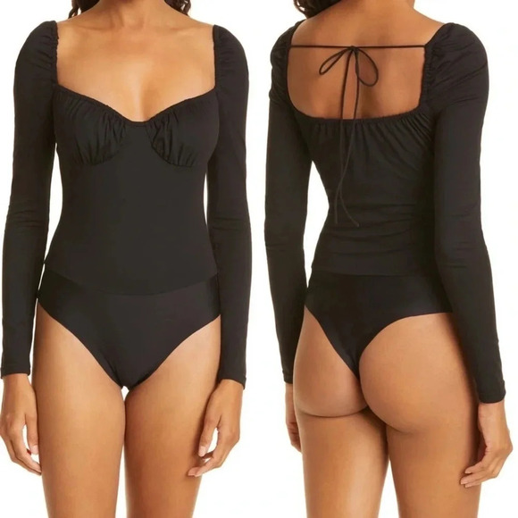 CAMI NYC Cooper Tie Back Black‎ Bodysuit NWT size XXS - Picture 1 of 12